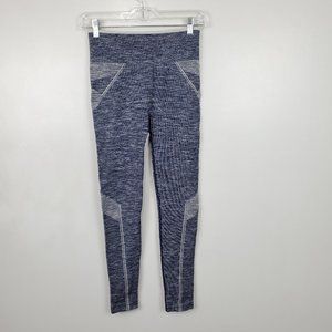Saucony Heathered Navy White Warp Knit Running Activewear Athletic Leggings S